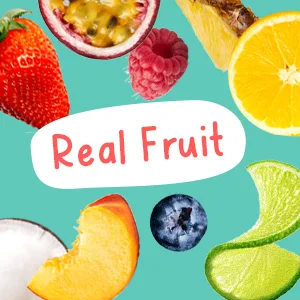 DeeBee's Organics Tropical SuperFruit Freezie, 100% Real Fruit Freezer Pops, No Added Sugar (Pack of 30) - Real fruit with fruit falling on teal background