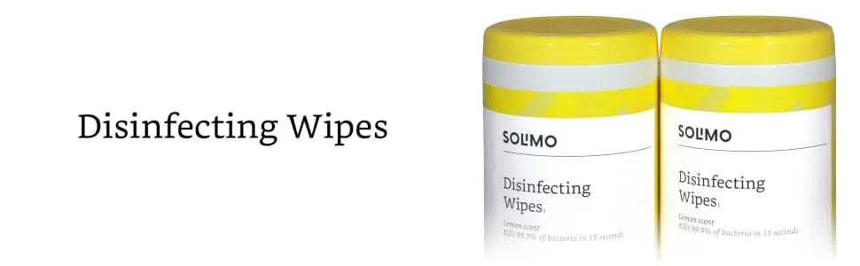 Amazon Brand - Solimo Disinfecting Wipes, Lemon Scent, Sanitizes/Cleans/Disinfects/Deodorizes, 75 Count (Pack of 3) - disinfecting wipes