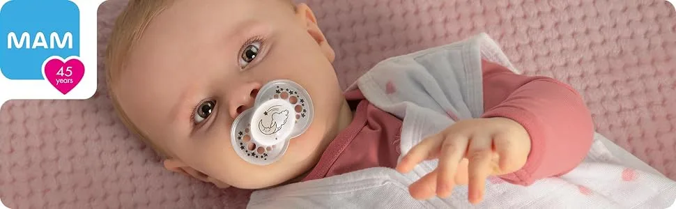 MAM Night Pacifiers (2 Count), MAM Pacifiers 6+ Months, Best Pacifier for Breastfed Babies, Glow in The Dark Pacifier, Baby Unisex Pacifier, 6-16 (Pack of 2) - MAM pacifier