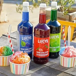 Lucy's Family Owned Shaved Ice Snow Cone Syrups - Cherry, Blue Raspberry, Grape - 32oz Syrup Bottles (Pack of 3) (Classic Pack) - lucy
