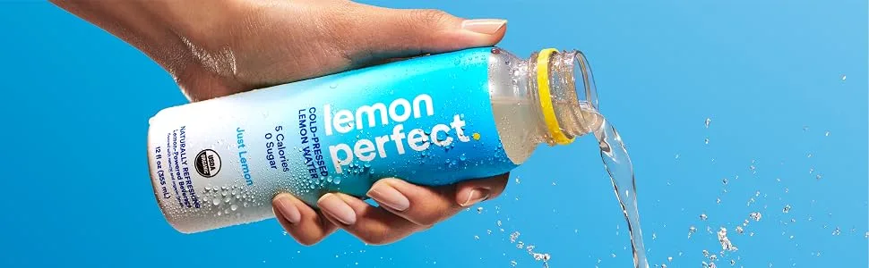 Lemon Perfect, Organic Cold-Pressed Lemon Water, Squeezed from Real Fruit, Flavored Water, Sugar-Free, Keto Certified, No Artificial Ingredients, Just Lemon (12-Pack) - Lemon Perfect, Flavored Water, Sugar Free, Keto, Organic Cold-Pressed Lemon Water, Just Lemon
