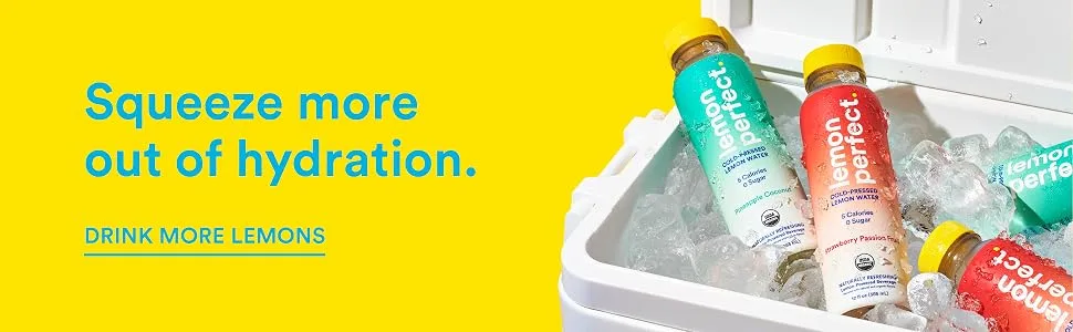 Lemon Perfect, Organic Cold-Pressed Lemon Water, Squeezed from Real Fruit, Flavored Water, Sugar-Free, Keto Certified, No Artificial Ingredients, Just Lemon (12-Pack) - Lemon Perfect, Just Lemon, Flavored Water, Sugar Free, Keto, Organic Cold-Pressed Lemon Water