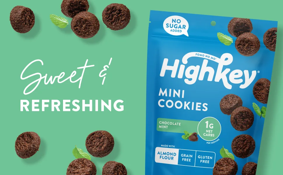 HighKey Mint Chocolate Cookies - 3 Pack - diabetic snacks healthy snacks no carb snacks no sugar snacks sugar free snack gluten free snack