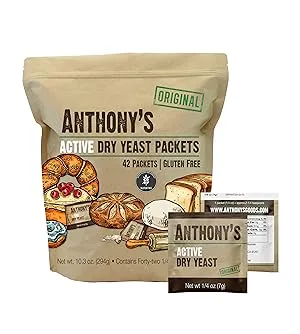 Anthony's Active Dry Yeast Packets, Contains 42 Individual Packets, Gluten Free Original 0.25 Ounce (Pack of 42) - product information 2