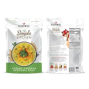 ReadyWise Simple Kitchen Soups Variety Pack (4 Count) | 16 Servings | Vegan & Gluten Free Options 6.7 Ounce (Pack of 4) - Creamy Cheddar Broccoli Soup