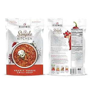 ReadyWise Simple Kitchen Soups Variety Pack (4 Count) | 16 Servings | Vegan & Gluten Free Options 6.7 Ounce (Pack of 4) - Veggie Chili Soup