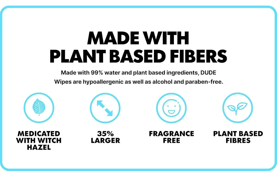 DUDE Wipes Medicated Flushable Wipes - 3 Pack, 144 Wipes - Unscented Extra-Large Wipes with Maximum Strength Medicated Witch Hazel - Septic and Sewer Safe Medicated Wipes - A Gentle Touch