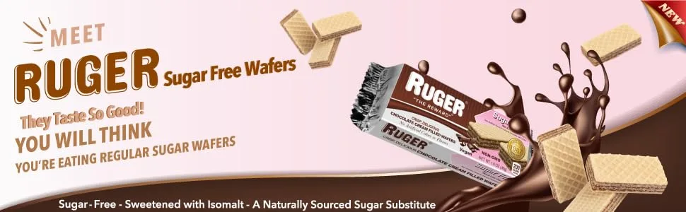 RUGER Sugar Free Chocolate Wafers 1.6 Ounce (Pack of 12) - Ruger