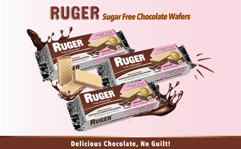 RUGER Sugar Free Chocolate Wafers 1.6 Ounce (Pack of 12) - Ruger