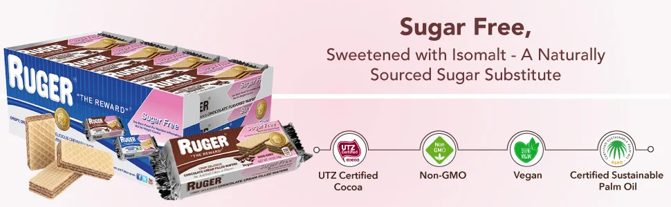 RUGER Sugar Free Chocolate Wafers 1.6 Ounce (Pack of 12) - Ruger