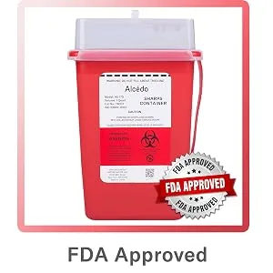Sharps Container for Home Use and Professional 1 Quart (3-Pack) by Alcedo | Biohazard Needle and Syringe Disposal | Small Portable Container for Travel 1 Quart 3 - compact