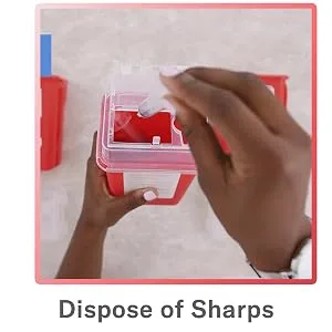 Sharps Container for Home Use and Professional 1 Quart (3-Pack) by Alcedo | Biohazard Needle and Syringe Disposal | Small Portable Container for Travel 1 Quart 3 - disposal of sharps