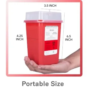 Sharps Container for Home Use and Professional 1 Quart (3-Pack) by Alcedo | Biohazard Needle and Syringe Disposal | Small Portable Container for Travel 1 Quart 3 - portable