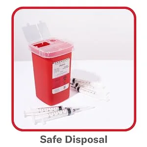 Alcedo Sharps Container for Home Use and Professional 1 Quart (3-Pack) | Biohazard Needle and Syringe Disposal | Small Portable Container for Travel - syringe