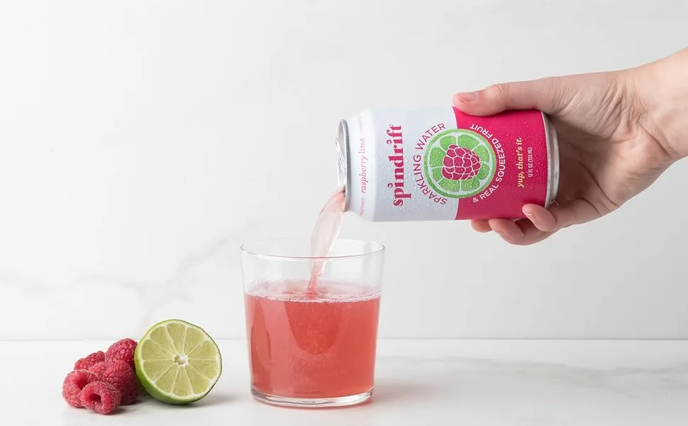 Spindrift Raspberry Lime Sparkling Water, 12 Fl. Oz. Cans (Pack of 8) - just sparkling water & real squeezed fruit. yup, that