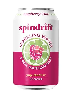 Spindrift Raspberry Lime Sparkling Water, 12 Fl. Oz. Cans (Pack of 8) - Spindrift Raspberry Lime Sparkling Water