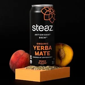 Steaz Organic Yerba Mate Tea with Coffeeberry Energy 16 oz Pack of 12 (Berrytopia) - peach please