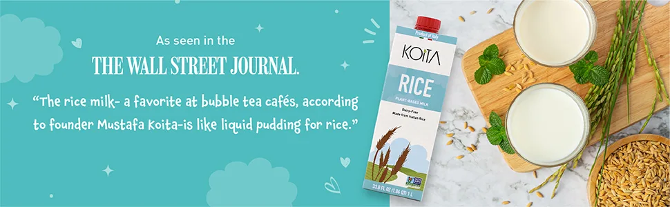 Koita Italian Rice Milk, Non Dairy, Plant-Based, Non GMO, Vegan, Shelf Stable 1L (6-pack) - rice featured