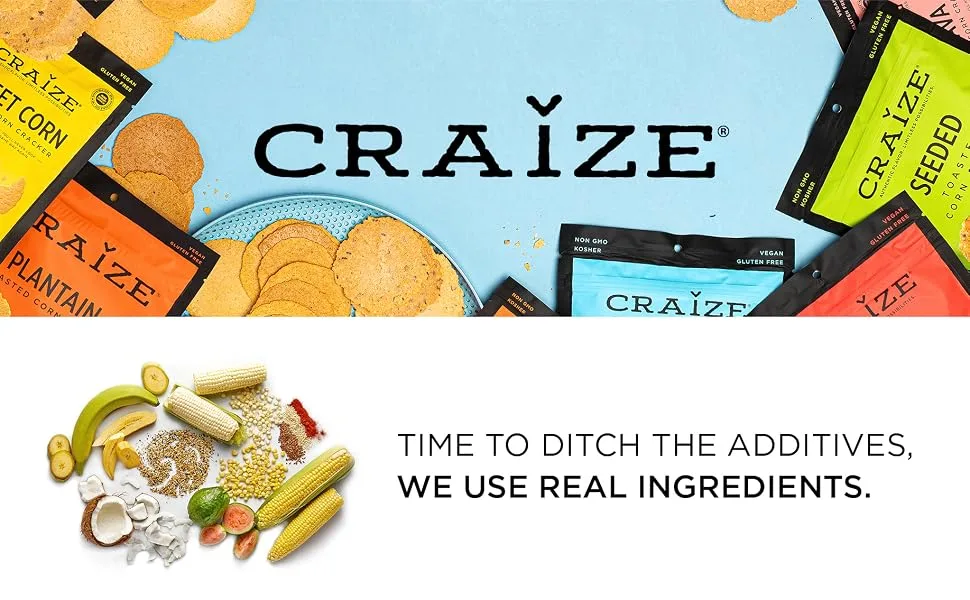 Craize Thin & Crunchy Toasted Corn Crackers  Guava Flavored Healthy & Gluten Free Crackers - 3 Pack, 4 Ounces Each 4 Ounce (Pack of 3) - gluten free crackers corn chips tortilla chip corn thins healthy crackers vegan crackers