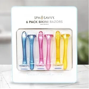 Spa Savvy Bikini Razor 6 Pack, Bikini Line Trimmer, Sharp Blades, Trim with Precision for Painless Hair Removal Perfect For Sensetive Skin - Clean