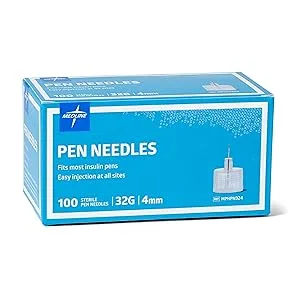 Medline - MPHPN324Z Insulin Pen Needles, 32 Gauge, 4 mm (Pack of 100), safe insulin dispensing for diabetics, compatible with multiple pen models - product information 1