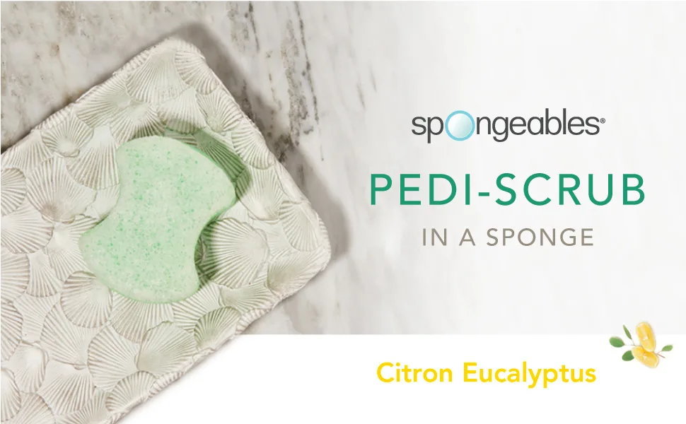 Spongeables Pedi Scrub Foot Buffer 20+, Citron Eucalyptus Aromatherapy, 2-Ounce (Pack of 3), PDB-1030-AMZ - #spongeables #pedi-scrub #citron #eucalyptus