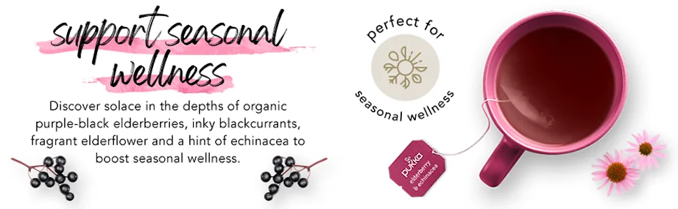 Pukka Organic Tea Bags, Elderberry & Echinacea Herbal Tea, Perfect for Wellness Support, 20 Count (Pack of 3) 60 Tea Bags - product information 3