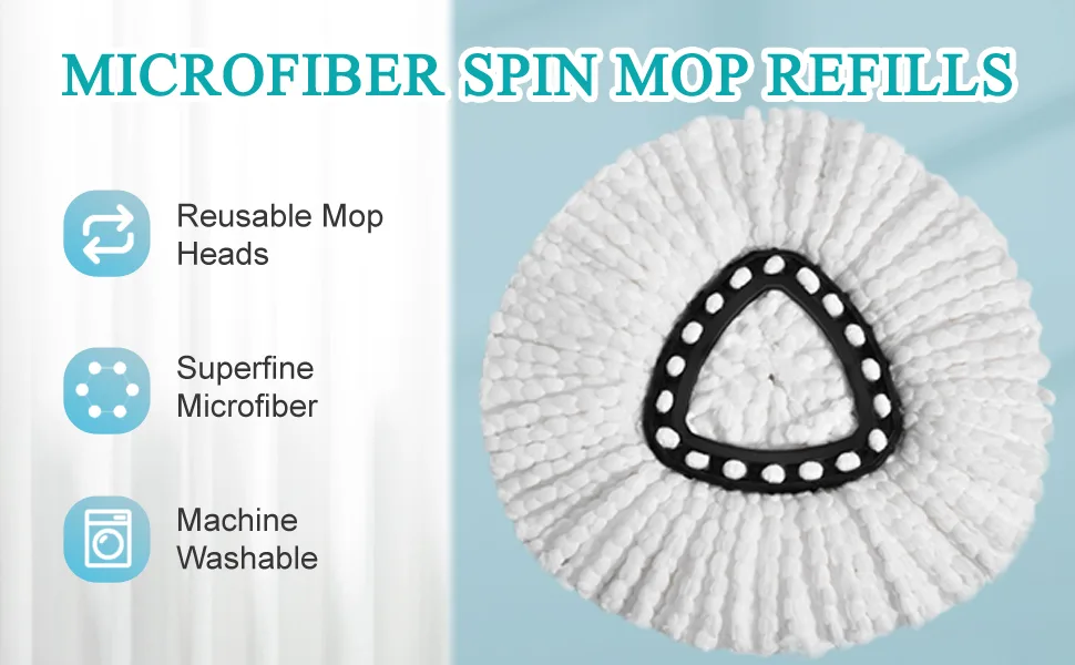 6 Pack Spin Mop Replacement Head,Compatible with O Cedar Easy Wring Swivel Spin Freedom Mop,for 1 Tank System Floor Cleaning,Easy Cleaning 100% Microfiber Mop Replace Heads Refills,Includes 1 Base - AAAA1