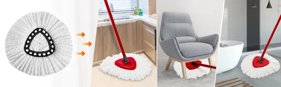 6 Pack Spin Mop Replacement Head,Compatible with O Cedar Easy Wring Swivel Spin Freedom Mop,for 1 Tank System Floor Cleaning,Easy Cleaning 100% Microfiber Mop Replace Heads Refills,Includes 1 Base - product information 5