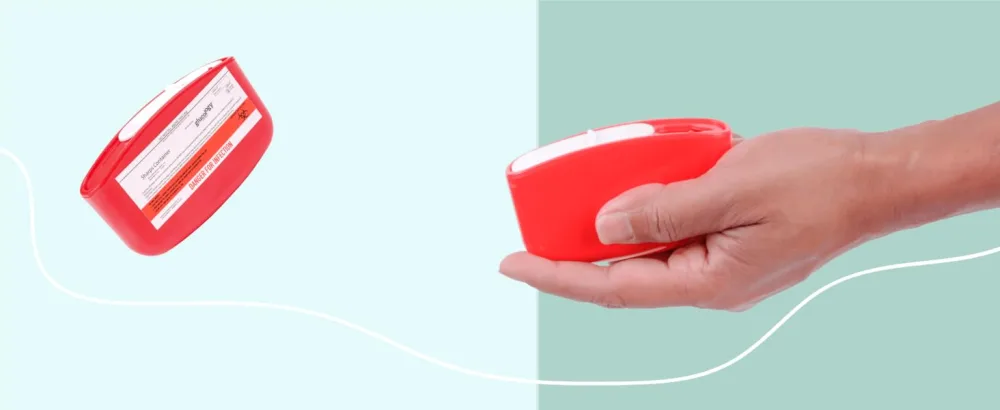 Red Glucology Travel Sharps Disposal Container | Specially Designed for Diabetic Needles and Test Strips | Compact Size for Travel and Daily Personal Use | Bio-Hazard Lock | 3 Pack - Red sharps bins containers