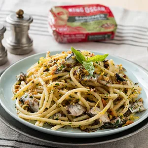 King Oscar Sardines, Mediterranean Style, One Layer, 3.75-Ounce Cans (Pack of 12) - spaghetti, pasta, sardines,