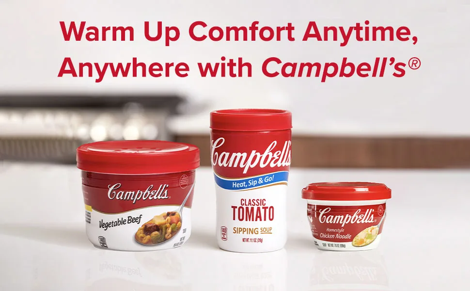 Campbell's Sipping Soup, Classic Tomato Soup, 11.1 Ounce Microwavable Cup (Case Of 8) - Campbell