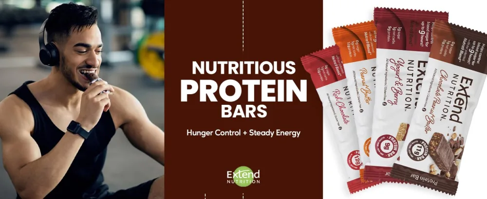 Extend Nutrition ugar Free High Protein Bars - Pack of 12 - Peanut Butter - protein bars low sugar high protein