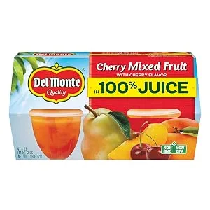 DEL MONTE Diced Pears in 100% Juice FRUIT CUP Snacks, 4 Count - Pack of 6 - del monte, low calorie snacks, low carb snacks, low calorie dessert, healthy snacks, fruit snacks