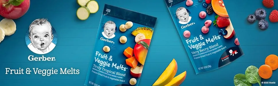 Gerber Snacks for Baby Fruit & Veggie Melts, Very Berry Blend, 1 Ounce (Pack of 7) - Gerber Fruit and Veggie Melts