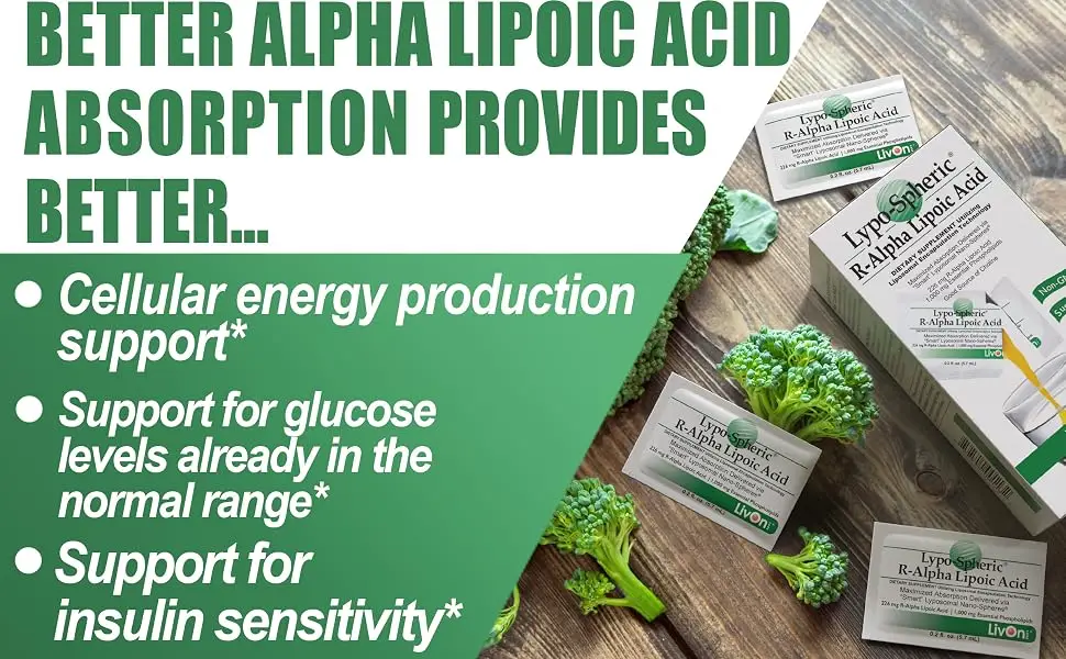 LypoSpheric RAlpha Lipoic Acid - 30 Packets  226 mg R-ALA Per Packet - Liposome Encapsulated for Improved Absorption - 100% Non-GMO - product information 6