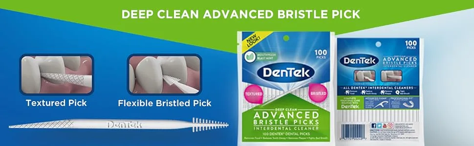 DenTek Easy Brush Plaque Control Interdental Cleaners, Tight, 16 Count, 6 Pack Fresh Mint - Deep Clean Advanced Bristle Pick