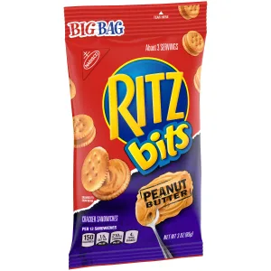 Ritz Bits Peanut Butter Cracker Sandwiches - Big Bag, 3 Ounce (Pack of 12) Cheese 3 Ounce (Pack of 12) - image