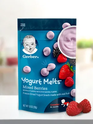 Gerber Yogurt Melts, Variety Pack, Mixed Berry + Peach + Banana Vanilla, 1oz (Pack of 7) - Gerber Yogurt Melts