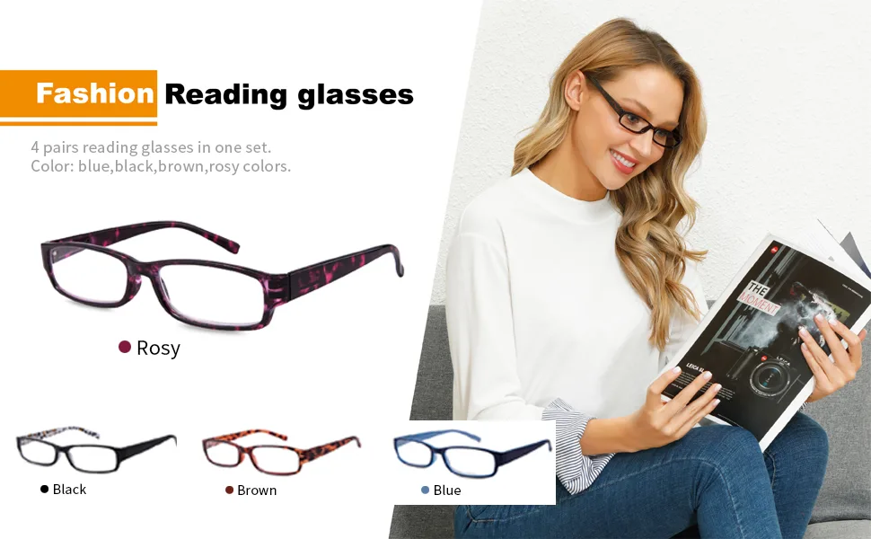 EYEGUARD Readers 4 Pack of Thin and Elegant Womens Reading Glasses with Beautiful Patterns for Ladies 2.50 Mix 2.5 x - women