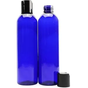 Cornucopia 8oz Empty Plastic Squeeze Bottles with Disc Top Flip Cap (6 pack) BPA-Free Containers For Shampoo, Lotions, Liquid Body Soap, Creams (8 ounce, Cobalt Blue) - image