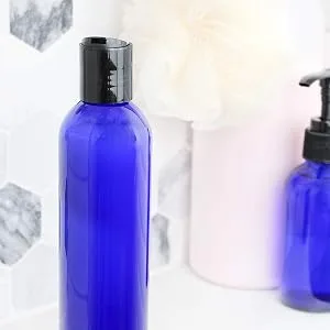 Cornucopia 8oz Empty Plastic Squeeze Bottles with Disc Top Flip Cap (6 pack) BPA-Free Containers For Shampoo, Lotions, Liquid Body Soap, Creams (8 ounce, Cobalt Blue) - image