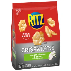 RITZ Crisp and Thins Cream Cheese and Onion Chips, 6 - 7.1 oz Bags - image