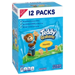 Teddy Grahams Honey Graham Snacks, 4 Boxes of 12 Snack Packs (48 Total Snack Packs) 1 Ounce (Pack of 48) - image
