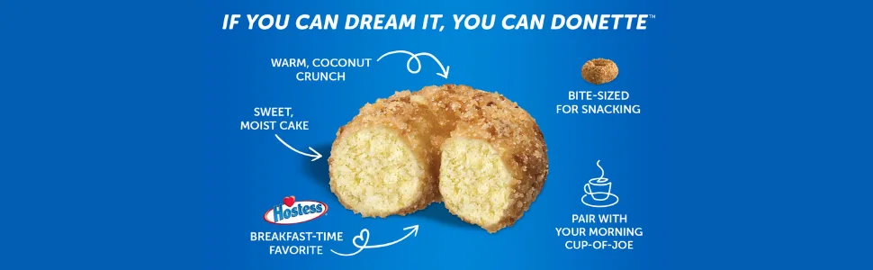 Hostess Crunch DONETTES Donuts Single Serve,10 count (Pack of 6) - Crunch Donettes