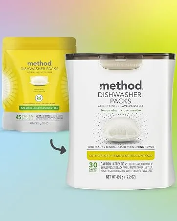 Method Dishwasher Detergent Packs, Lemon Mint, 20 Count, 6 pack, Packaging May Vary 20 Count (Pack of 6) - dish washer packs
