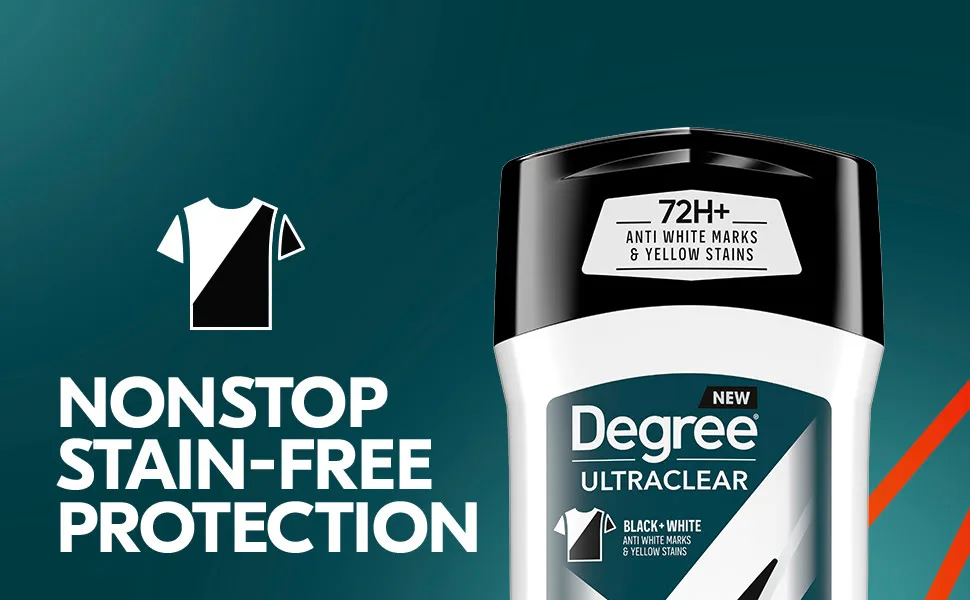 Degree Men UltraClear Antiperspirant Protects from Deodorant Stains Black + White Mens Deodorant, 2.7 Ounce (Pack of 4) - Degree Men UltraClear Antiperspirant Black + White Deodorant Stick for Men product image