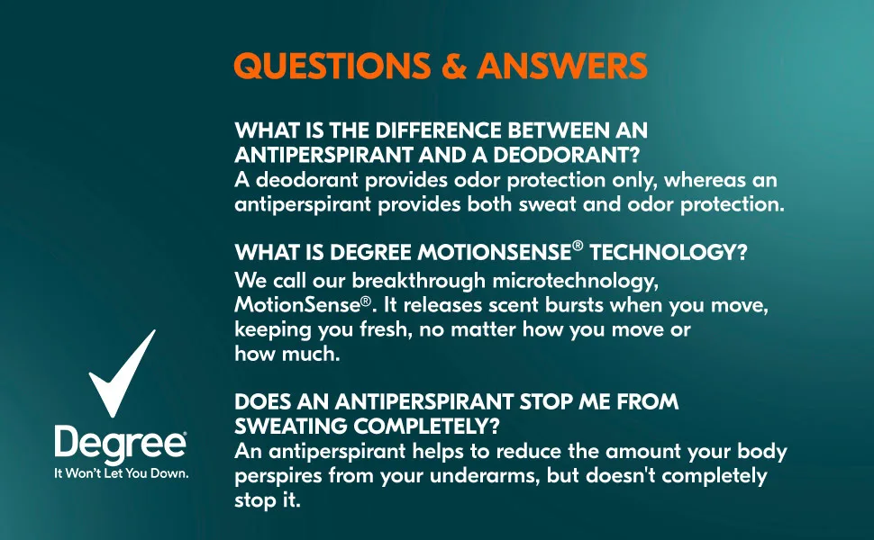 Degree Men UltraClear Antiperspirant Protects from Deodorant Stains Black + White Mens Deodorant, 2.7 Ounce (Pack of 4) - QUESTIONS & ANSWERS