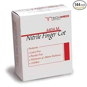 DUKAL 4404M Tech-Med Finger Cot, Medium, Nitrile (Pack of 144) - product information 1