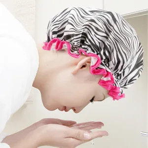 Shower Cap, ESARORA 4 PACK Bath Cap Designed for Women Waterproof Double Layer STYLE 1 - shower cap